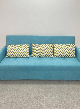 现代简约蓝色棉麻折叠沙发小户型客厅卧室隐形贵妃两用组合沙发床