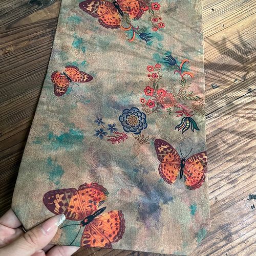 彩蝶双面韵彩云纱绸布干泡小茶席 中式复古茶桌布垫茶艺一人席