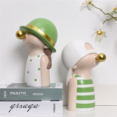 可爱泡泡女孩入户玄关摆件现代简约客厅电视柜酒柜装饰创意治愈系