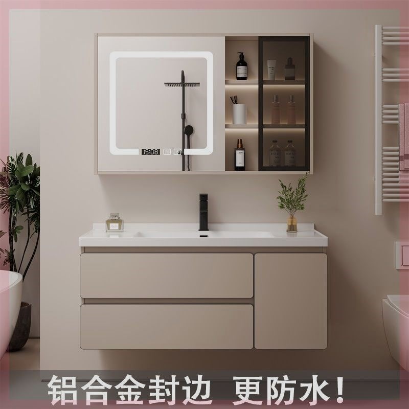 铝封边66cm卫生间洗漱台76/86/96/106/116陶瓷一体浴室柜洗手盆