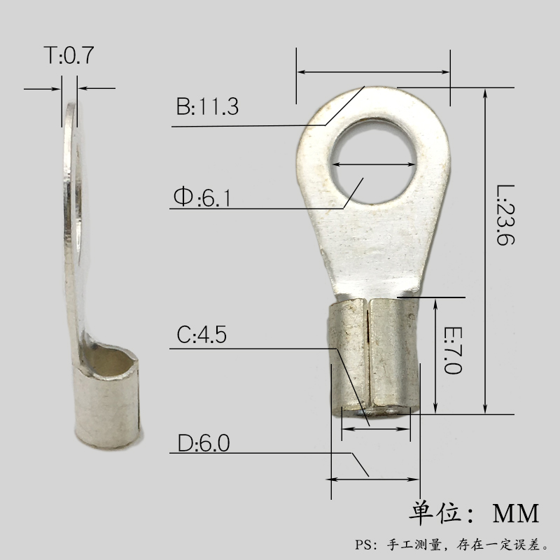 OT-圆形冷压端子O型接线端子电线接头连接器铜鼻子线鼻子接线柱