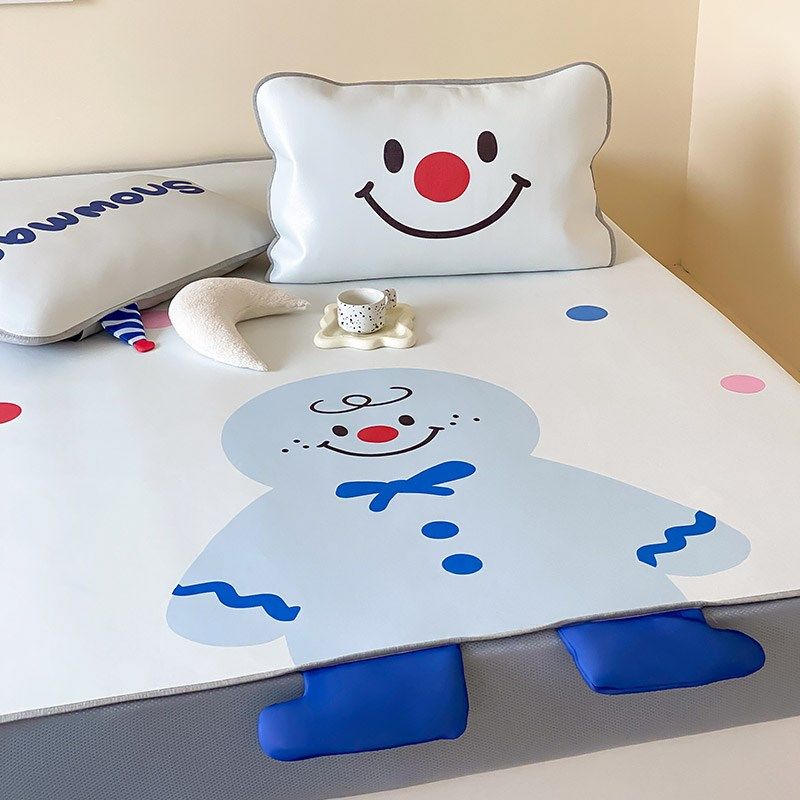 A类夏季冰丝凉席三件套卡通风可爱立体印花可水洗凉感床笠空调席