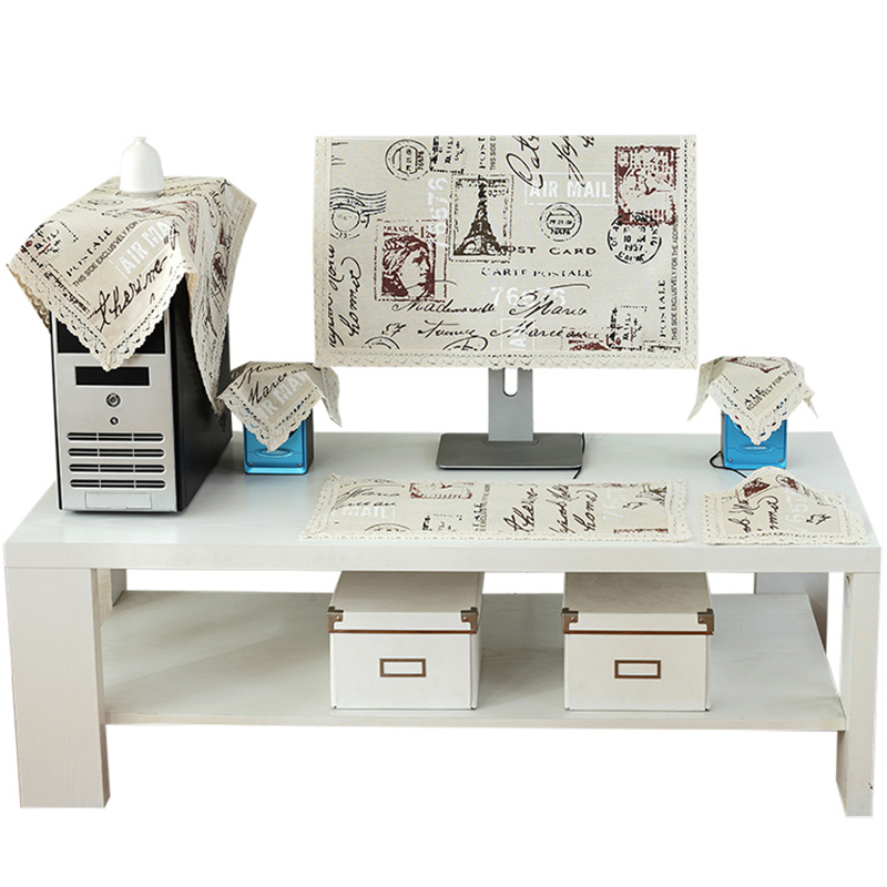 棉麻布艺液晶电脑防尘罩显示器盖巾台式电脑盖布27寸22 23 2寸