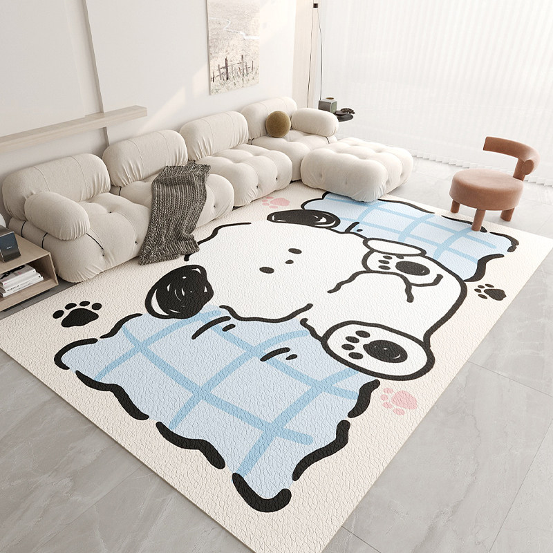 客厅地毯2023新款卡通可爱pvc防水防滑免打理可裁剪耐磨卧室地垫