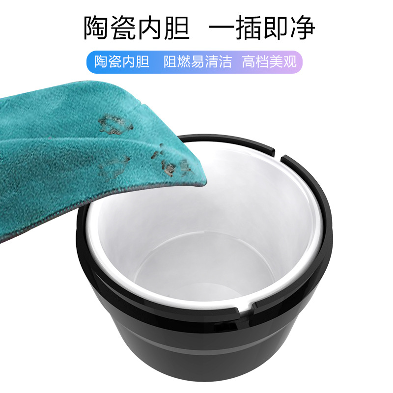 车载悬挂式烟灰缸多功能创意汽车用品出风口车内带盖水杯架烟灰缸