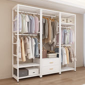 步入式 衣柜 金属衣帽间家用卧室衣帽架落地组合挂衣架子金属开放式