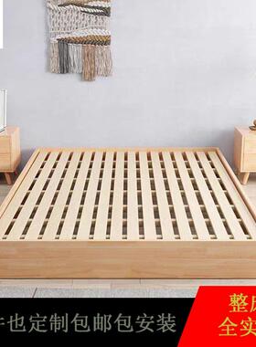 全实木无床床头框架小户1.2HYB米全落地型脚榻榻米床主卧1人.8米