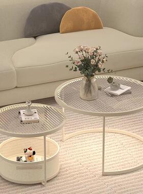 法式225新款客厅茶几不占方的小桌户QKA型0民宿折叠可移动地圆形