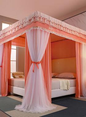 卧室18风床家HXR用蚊帐防保暖双层韩式床幔防尘顶.公冬主风床帘