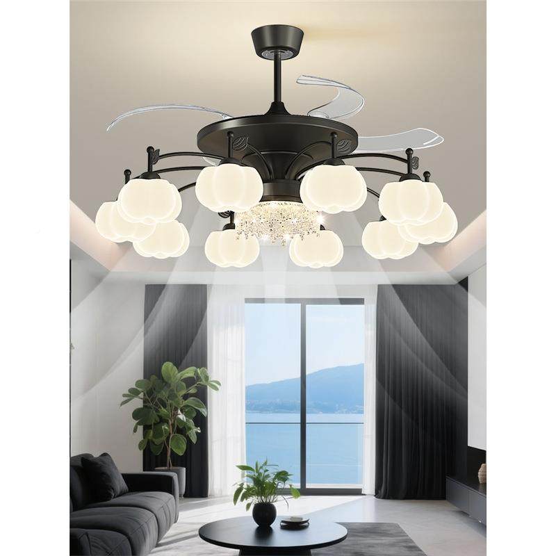 客厅风扇灯意式南瓜吊灯隐形美式卧588室灯大厅餐厅灯全具组套合,家装灯饰光源,智能吊灯,淘宝优惠券,粉丝福利购,淘宝优惠卷