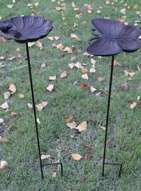 6复田FCK园古别墅庭院花铸铁铁艺喂鸟器鸟食盆园草地装摆饰品件花