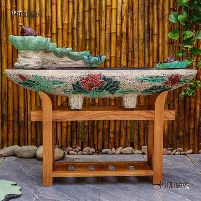 流水摆件环地水喷泉庭院太鱼池造景景ZAC循观水景水磨坊中式落水