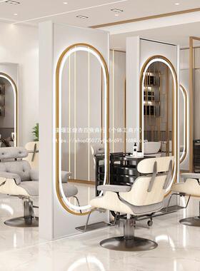 发店专用镜子带灯美发镜台单款面网红潮墙发73807廊挂剪发理化妆