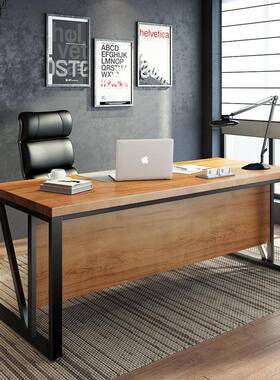 工业风主管公办T144老板桌子实木简桌约现代办桌公室经理桌单人电