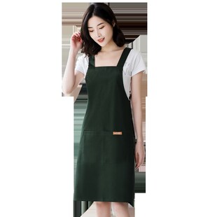 时尚纯棉围裙定制LOGO美甲奶茶店餐饮店订制工作服家用厨房围腰女