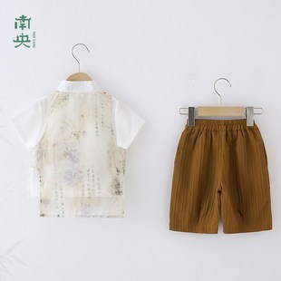 新款2024小少爷汉服男童新中式夏季套装薄款儿童唐装国风男孩古装