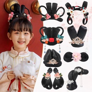 儿童汉服假发包古装女童舞台演出懒人发髻古风头饰日常盘发垫发包