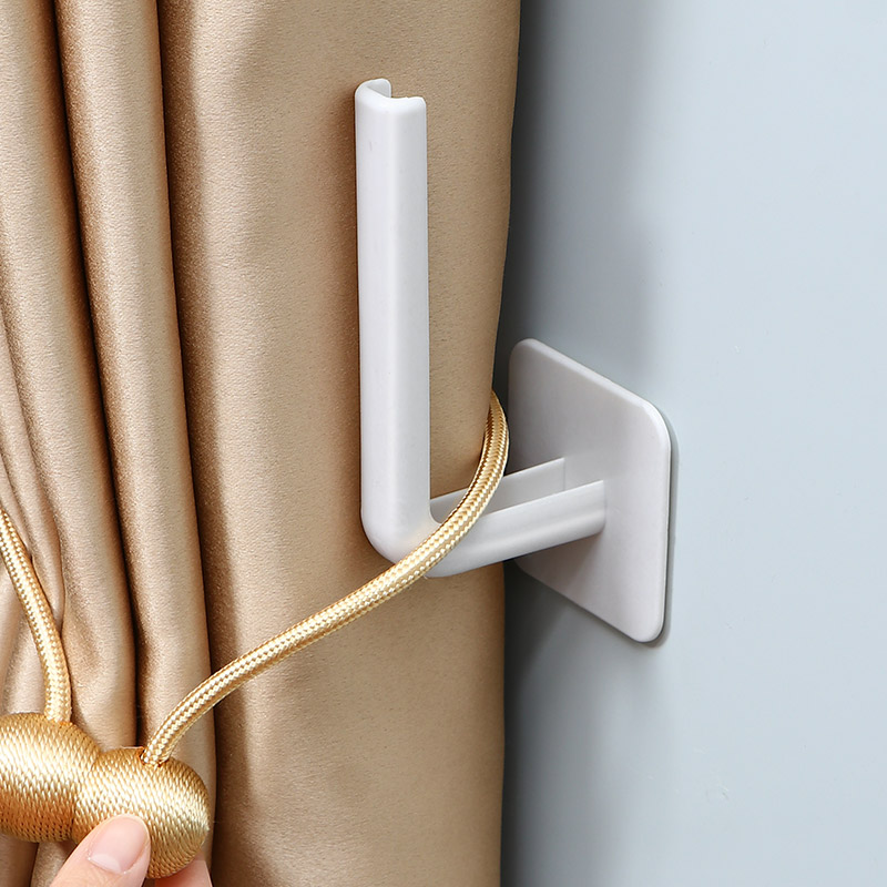 窗帘挂钩免打孔窗帘扣环绑带配件小钩子多功能固定器墙钩无痕粘钩