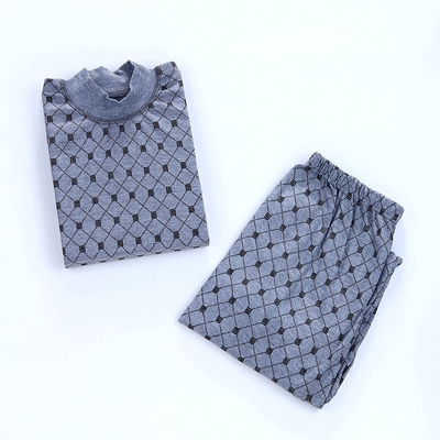 秋冬男士纯棉秋衣秋裤中老年人全棉打底保暖内衣中高领棉毛衫套装