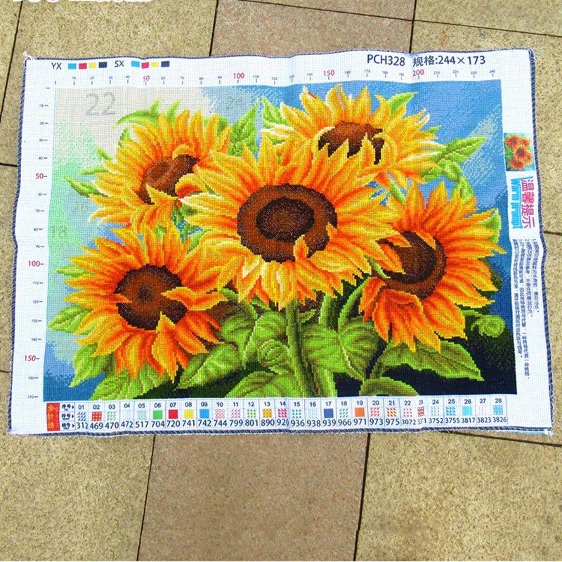 2023新款线绣十字绣成品纯手工向日葵满绣机绣客厅卧室餐厅大小幅,居家布艺,十字绣成品,淘宝优惠券,粉丝福利购,淘宝优惠卷