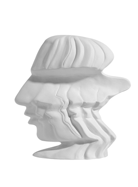 北欧陶瓷抽象人物雕塑样板间创意白色人脸摆件客厅桌面酒柜装饰品