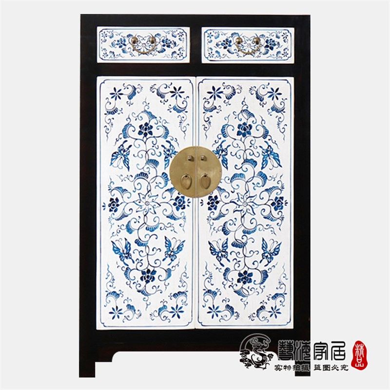 新中式实木古典门厅玄关门衣柜厨房专用白色彩绘青花餐边柜大鞋柜,住宅家具,餐边柜,淘宝优惠券,粉丝福利购,淘宝优惠卷