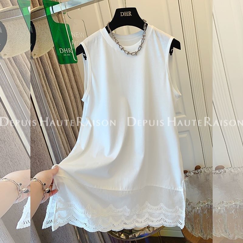 200斤大码超好看洋气百搭蕾丝边白T恤背心打底衫宽松内搭上衣女夏,女装/女士精品,T恤,淘宝优惠券,粉丝福利购,淘宝优惠卷