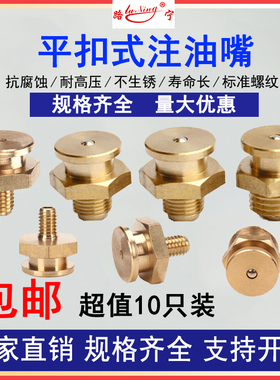 平扣式黄油嘴平头油嘴1622MM平扣全纯铜船用扁平注油咀M13/810124