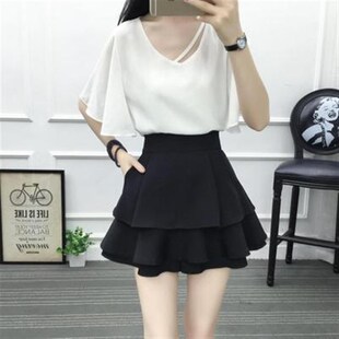 秋冬胖mm大码蛋糕短裙女防走光裤衩裙大码女装黑色a字裤裙半身裙