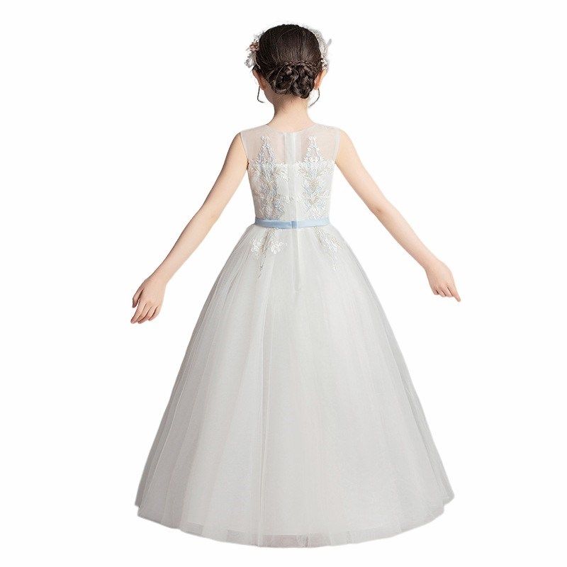 女童礼服公主裙生日小女孩花童婚纱儿童主持人钢琴演出服白色春季