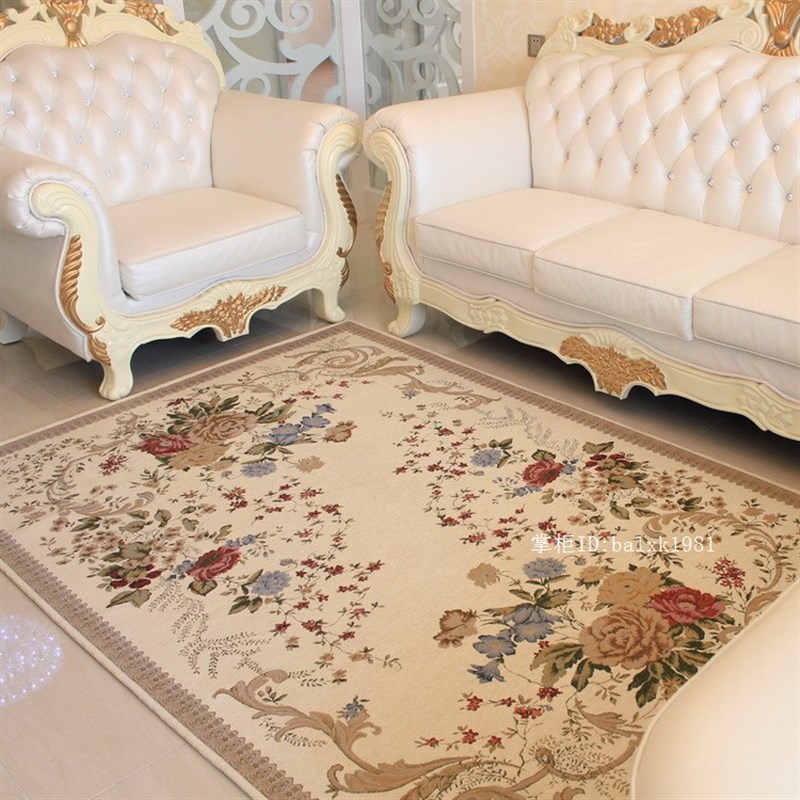欧式田园地毯茶几客厅卧室床边毯大地垫多尼尔可机洗进门脚垫门口