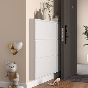 12-15cm超薄鞋柜家用门口楼道玄关挂墙大容量钢制铁皮翻斗极窄款