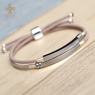 纯银手链手绳手环情侣款一对编织绳子送男女朋友刻字生日礼物学生