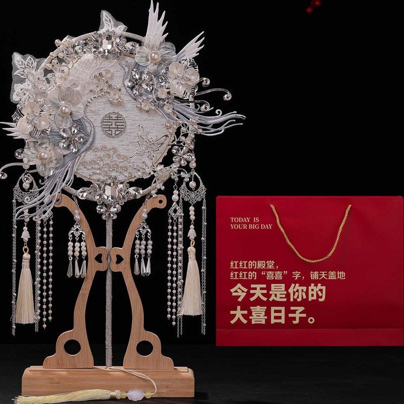 团扇结婚新娘diy材料包手工成品婚扇秀禾银色喜扇子新婚礼物,家居饰品,工艺扇/团扇/喜扇/折扇,淘宝优惠券,粉丝福利购,淘宝优惠卷