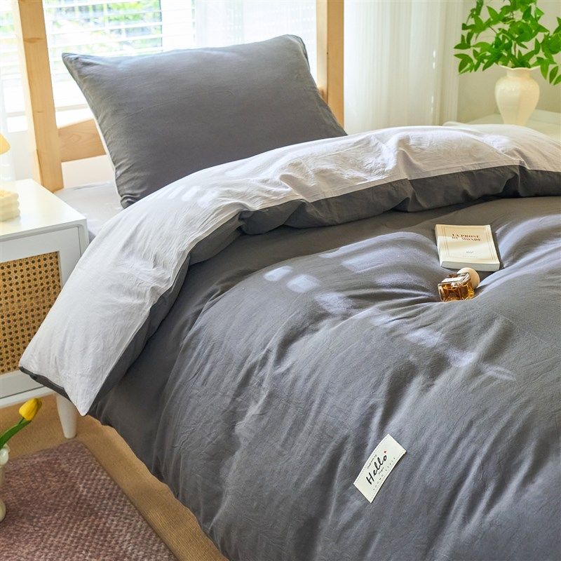 大学生宿舍床上全棉三件套纯棉床笠1.2床单人被套床品四件套六