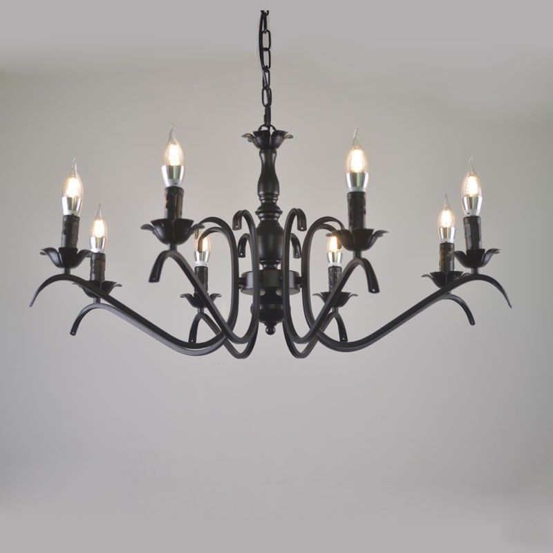 现代简约美式复古铁艺黑色吊灯个性创意客厅餐厅灯卧室书房蜡烛灯,家装灯饰光源,客厅吊灯,淘宝优惠券,粉丝福利购,淘宝优惠卷