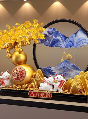 发财树流沙画招财猫摆件开业礼物店铺前台公司客厅乔迁新居礼物