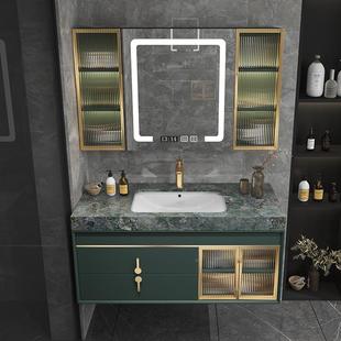 现代轻奢瓷一盆浴室柜组合洗漱手台卫生间洗643脸盆橡木智能体陶