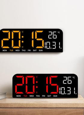 新款大屏幕闹创钟简约尺LED桌0707面时钟意钟钟表大寸台可挂
