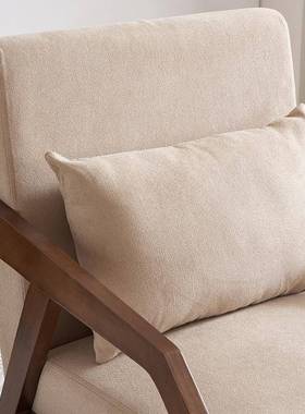 休房闲单人20551椅客厅阳台接简待会客实木洽谈椅现代约书布桌艺