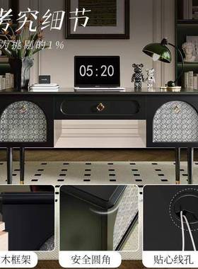 LDA法式复古实木书桌卧黑色现代美式轻奢室中古款新客书厅卧室房