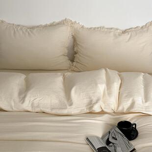 母呼吸的双层纱丨A类婴色纯GPZ棉皱感裸睡四素件套日式风会返璞归