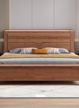 新中式榫全实木床1.8米双人主卧室卯代简现约气压储物济MUV型经大