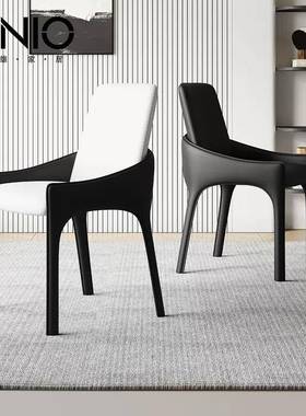 式极简餐椅家用轻奢现意简凳约靠代背椅酒店创意洽谈子马鞍皮AKZ