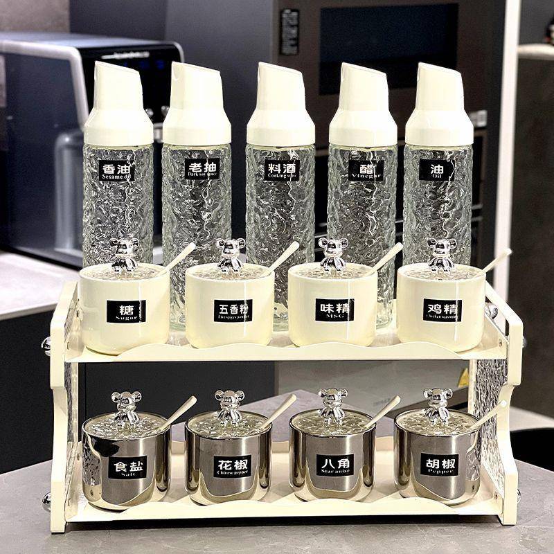 包邮奢调料盒组家合套装厨DRG房用陶瓷调味高端自轻动开合酱醋罐