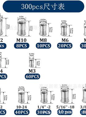 300p螺cs30LMA4不平钢平头竖纹拉铆母盒装滚锈花拉铆螺丝母大头拉