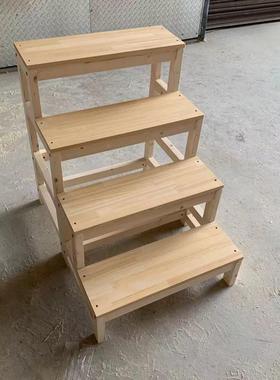 ID3L实木梯梯凳踏两三四步梯楼登高梯步家用梯子FDH爬高阳台飘窗