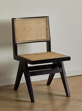 昌加尔藤椅子实木餐椅家用餐厅阳餐桌椅迪凳子靠背椅PXP台编休闲