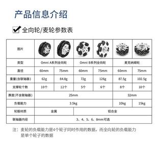 麦克纳轴姆KLE轮全向0轮6mm/75mm可选顶丝定固连器多内径智能车底