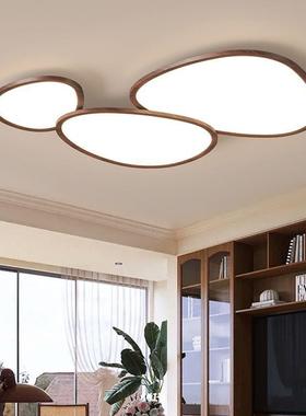 胡感桃木纹色头创意美式39917复时尚简约三个性卧室吸顶灯古椭圆